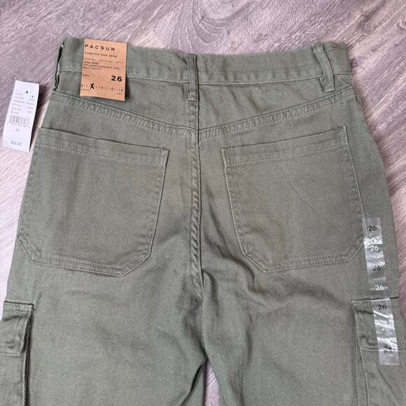Pacsun stretch dad jeans cargo pants green women’s size 26 - Picture 3 of 7